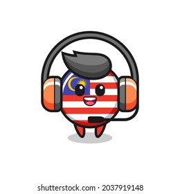 Cartoon mascot of malaysia flag badge as a customer service , cute style design for t shirt, sticker, logo element