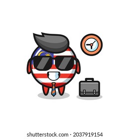 Cartoon mascot of malaysia flag badge as a businessman , cute style design for t shirt, sticker, logo element