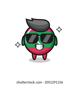 Cartoon mascot of maldives flag badge with cool gesture , cute design