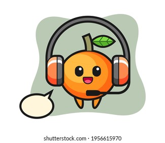 Cartoon mascot of mandarin orange as a customer service, cute style design for t shirt, sticker, logo element