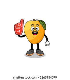 Cartoon mascot of mango fruit number 1 fans , character design