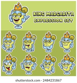 Cartoon Mascot Of  Margarita Character with king and expression set. Vector Illustration