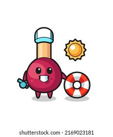 Cartoon mascot of matches as a beach guard , cute style design for t shirt, sticker, logo element