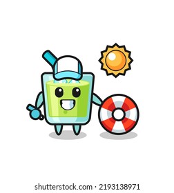 Cartoon mascot of melon juice as a beach guard , cute style design for t shirt, sticker, logo element
