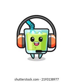 Cartoon mascot of melon juice as a customer service , cute style design for t shirt, sticker, logo element