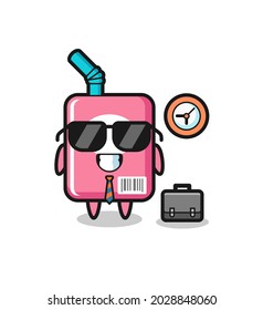 Cartoon mascot of milk box as a businessman , cute style design for t shirt, sticker, logo element