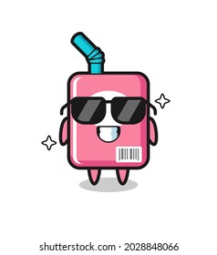Cartoon mascot of milk box with cool gesture , cute style design for t shirt, sticker, logo element