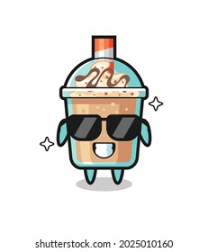 Cartoon mascot of milkshake with cool gesture , cute style design for t shirt, sticker, logo element