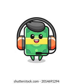 Cartoon mascot of money as a customer service , cute style design for t shirt, sticker, logo element