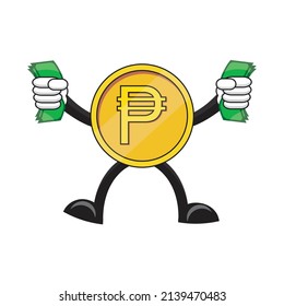 cartoon mascot money, peso philippine coin