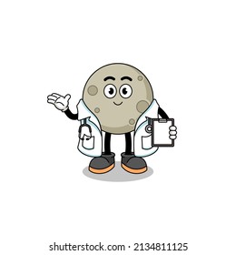 Cartoon mascot of moon doctor , character design