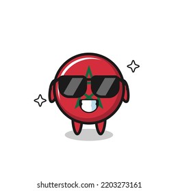 Cartoon mascot of morocco flag with cool gesture , cute design