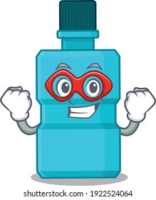 A cartoon mascot of mouthwash in a fantastic Super hero character. Vector illustration