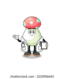 Cartoon mascot of mushroom doctor , character design