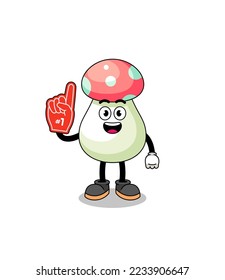 Cartoon mascot of mushroom number 1 fans , character design