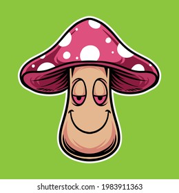 cartoon mascot mushroom smiling vector illustration