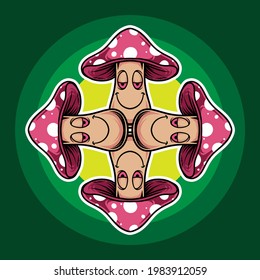 cartoon mascot mushrooms vector illustration