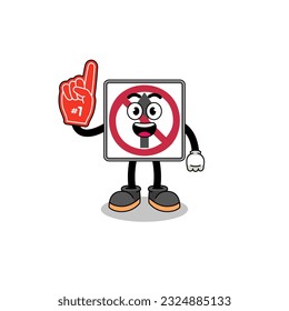 Cartoon mascot of no thru movement road sign number 1 fans , character design