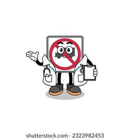 Cartoon mascot of no trucks road sign doctor , character design