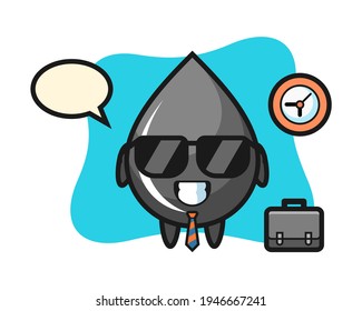 Cartoon mascot of oil drop as a businessman, cute style design for t shirt, sticker, logo element