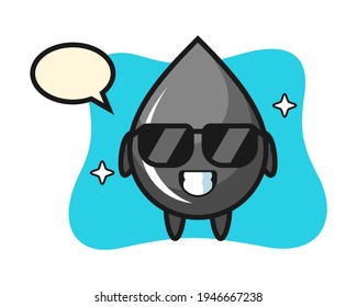 Cartoon mascot of oil drop with cool gesture, cute style design for t shirt, sticker, logo element