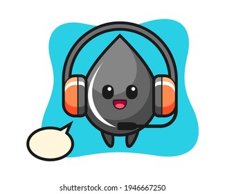 Cartoon mascot of oil drop as a customer service, cute style design for t shirt, sticker, logo element
