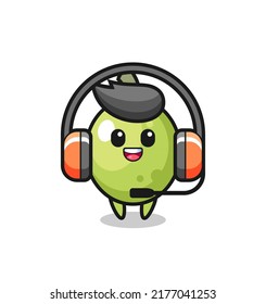 Cartoon mascot of olive as a customer service , cute style design for t shirt, sticker, logo element