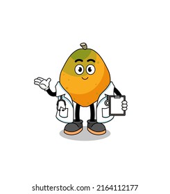 Cartoon mascot of papaya fruit doctor , character design