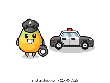 Cartoon mascot of papaya as a police , cute style design for t shirt, sticker, logo element
