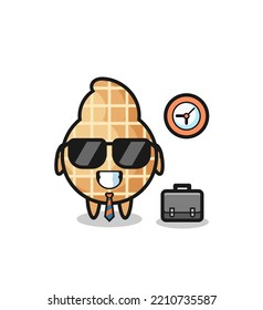 Cartoon mascot of peanut as a businessman , cute design
