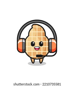 Cartoon mascot of peanut as a customer service , cute design