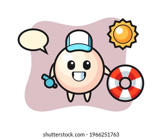 Cartoon mascot of pearl as a beach guard, cute style design for t shirt, sticker, logo element