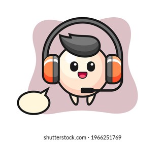 Cartoon mascot of pearl as a customer service, cute style design for t shirt, sticker, logo element