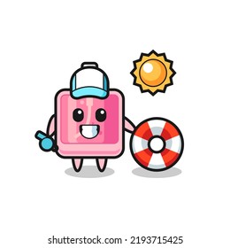 Cartoon mascot of perfume as a beach guard , cute style design for t shirt, sticker, logo element