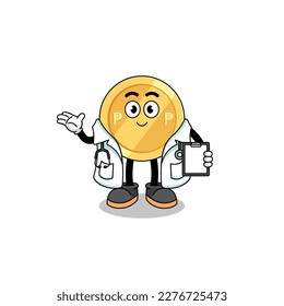 Cartoon mascot of philippine peso doctor , character design