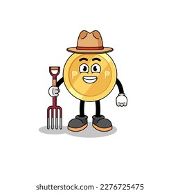 Cartoon mascot of philippine peso farmer , character design