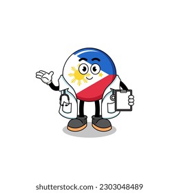 Cartoon mascot of philippines flag doctor , character design