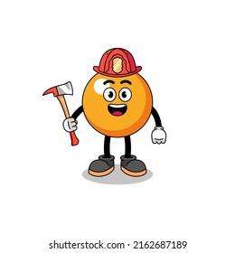 Cartoon mascot of ping pong ball firefighter , character design