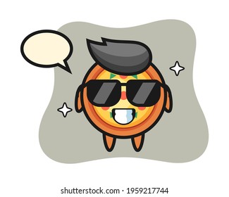 Cartoon mascot of pizza with cool gesture, cute style design for t shirt, sticker, logo element
