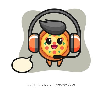 Cartoon mascot of pizza as a customer service, cute style design for t shirt, sticker, logo element