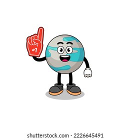 Cartoon mascot of planet number 1 fans , character design