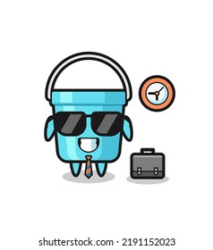 Cartoon mascot of plastic bucket as a businessman , cute style design for t shirt, sticker, logo element