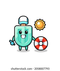 Mascota de dibujos animados de palitos como guardia de playa, diseño lindo