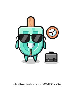 Cartoon mascot of popsicles as a businessman , cute design