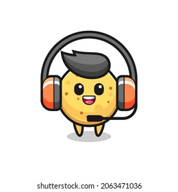 Cartoon mascot of potato chip as a customer service , cute design