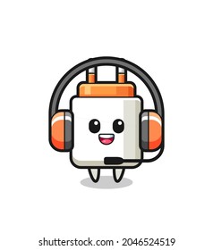 Cartoon mascot of power adapter as a customer service , cute design