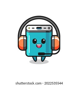 Cartoon mascot of power bank as a customer service , cute style design for t shirt, sticker, logo element