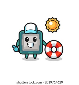 Cartoon mascot of processor as a beach guard , cute style design for t shirt, sticker, logo element