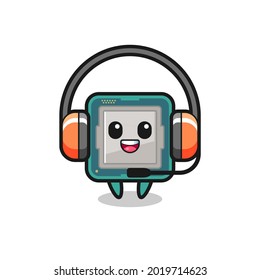 Cartoon mascot of processor as a customer service , cute style design for t shirt, sticker, logo element