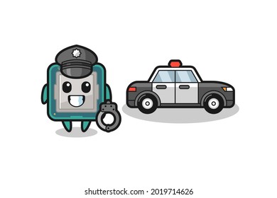 Cartoon mascot of processor as a police , cute style design for t shirt, sticker, logo element